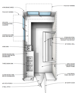 16-foot single-axle mobile kitchen floor plan